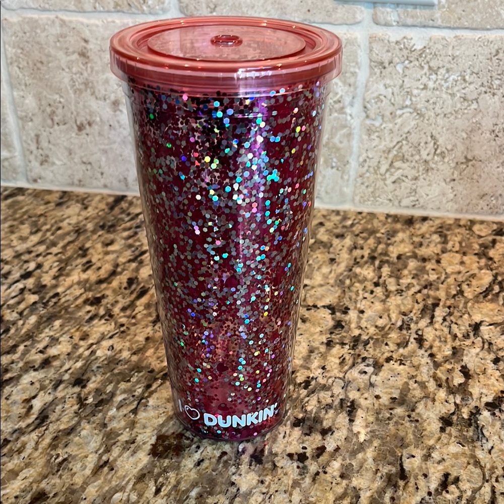 Pink or Silver Glitter Dunkin Tumbler